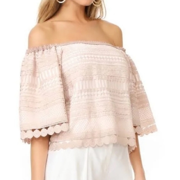 Alexis Tops - Alexis Women's  Beige Finn Off Shoulder Lace Top Small Whimsy